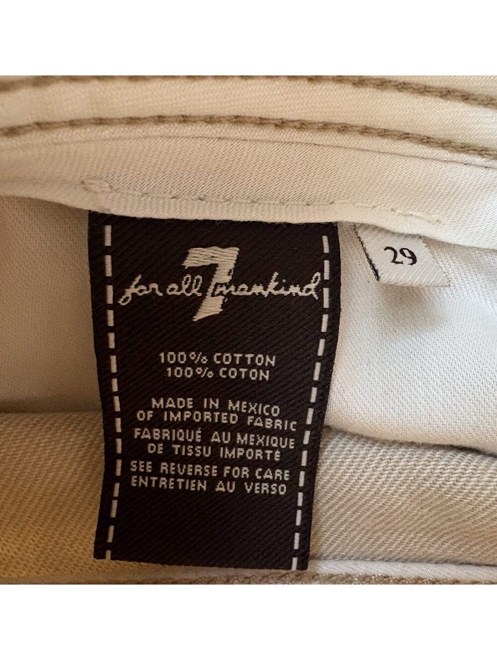 7 For All Mankind The Straight Men's Ivory Jeans Size 29 100% Cotton - Picture 6 of 7
